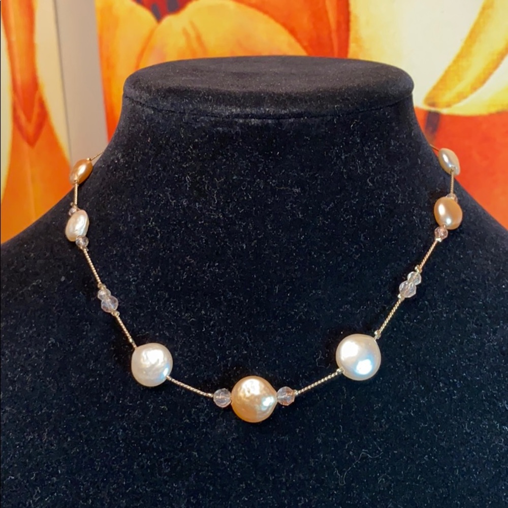 Freshwater Pearl and Crystal Necklace